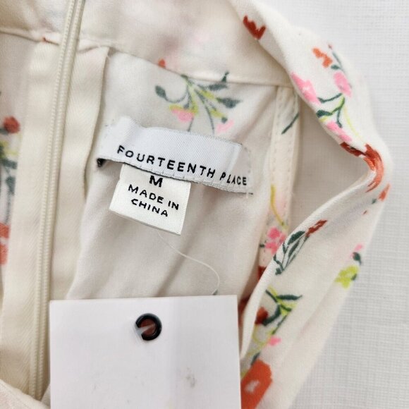 Fourteenth Place Womens Size Medium Halter Floral Mini Dress Ivory - Picture 3 of 6